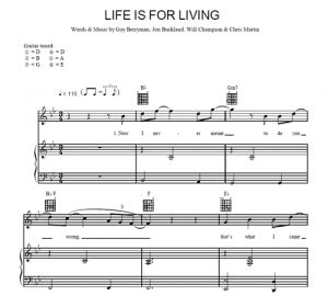 Life is for Living - Coldplay - ноты к песне - Purple Market Area