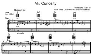 Mr. Curiosity - Jason Mraz- ноты к песне - Purple Market Area
