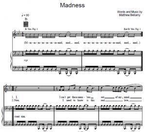 Madness - Muse - sheet music - Purple Market Area