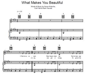 What Makes You Beautiful - One Direction - ноты к песне - Purple Market Area