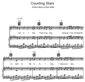 OneRepublic - Counting Stars - ноты к песне - Purple Market Area