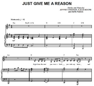 Just Give Me a Reason - Pink- partitura - Purple Market Area