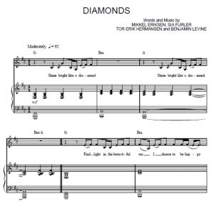 Diamonds - Rihanna - sheet music - Purple Market Area