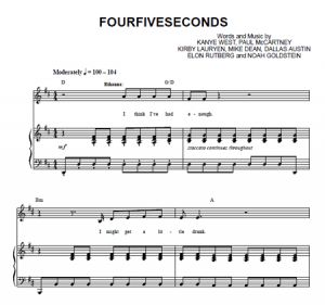 FourFiveSeconds - Rihanna - ноты к песне - Purple Market Area