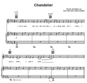 Chandelier - Sia - ноты к песне - Purple Market Area