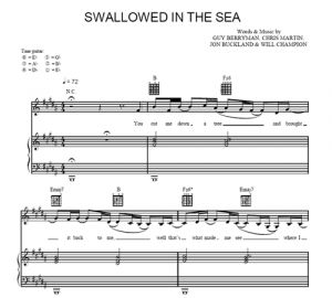Swallowed In the Sea - Coldplay - ноты к песне - Purple Market Area