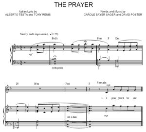 The Prayer - Celine Dion - ноты к песне - Purple Market Area