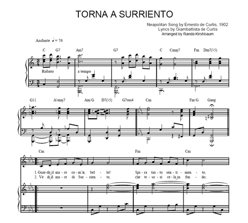 Вечер в сорренто текст. Torna a Surriento Ноты. Вернись в Сорренто Ноты. Вернись в Сорренто Ноты для фортепиано. Вернись в Сорренто Ноты для аккордеона.