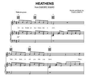 Heathens - twenty one pilots - sheet music - Purple Market Area