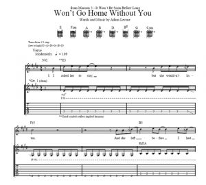 Won't go home without you - Maroon 5 - sheet music - Purple Market Area