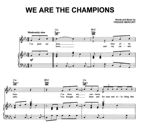 We are the champions - Queen - sheet music - Purple Market